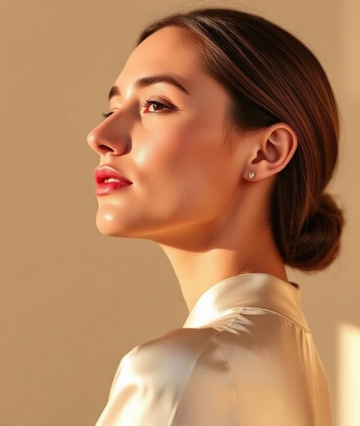 Profile portrait with luminous skin