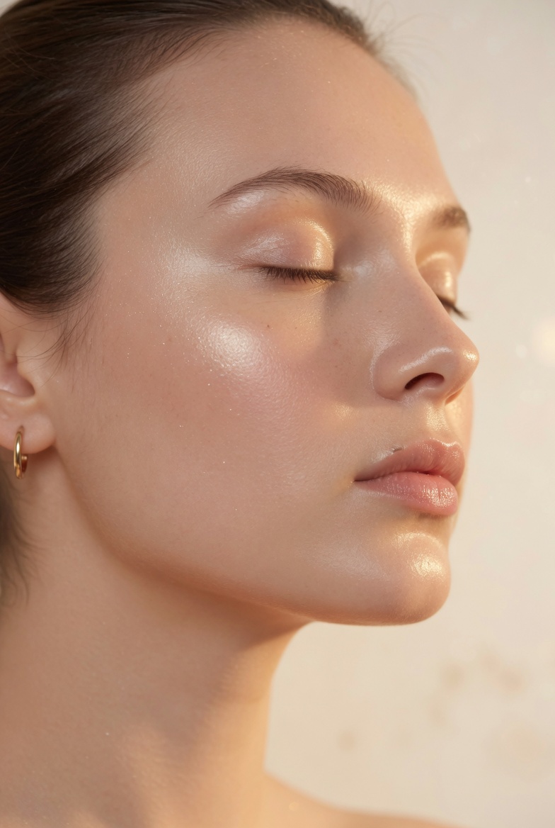 Close-up of glowing skin